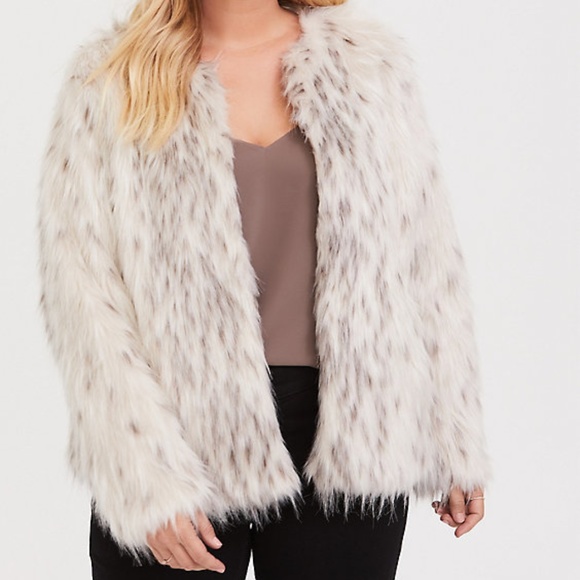 torrid Jackets & Blazers - Torrid faux fur cream leopard animal jacket 2X